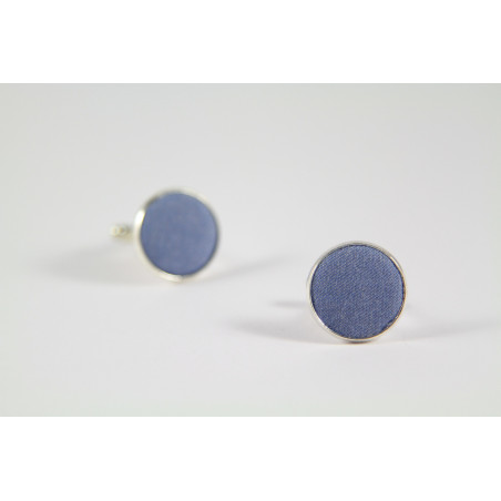 Blue Chambray Fabric Cufflinks