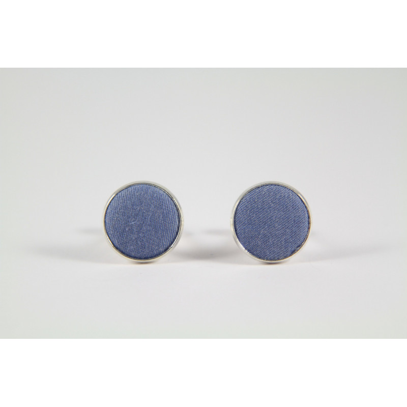 Blue Chambray Fabric Cufflinks