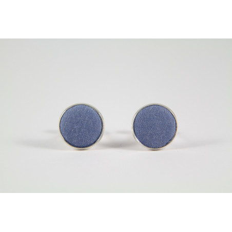 Blue Chambray Fabric Cufflinks