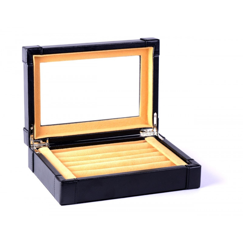Coffret cuir noir et velours pour boutons de manchette