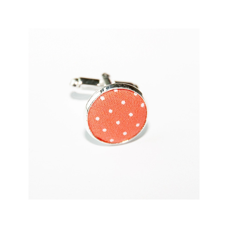 Coral Mini-Dot Fabric Cufflinks