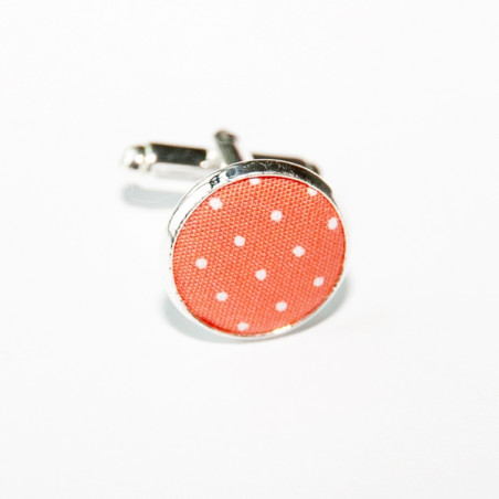 Coral Mini-Dot Fabric Cufflinks