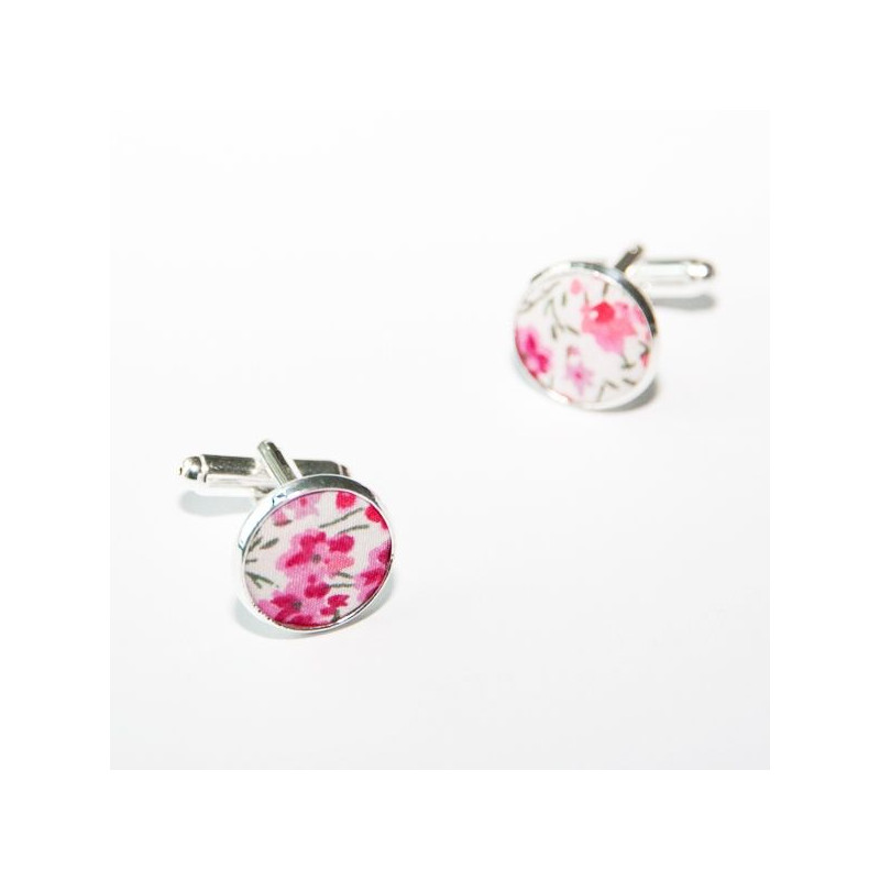Boutons de manchette Tissu Phoebe rose