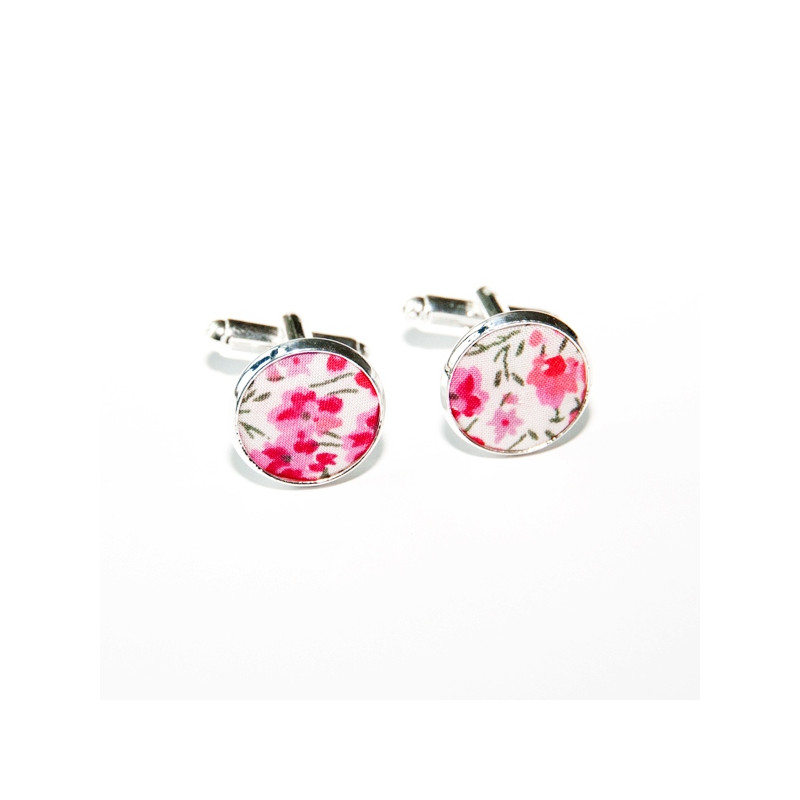 Boutons de manchette Tissu Phoebe rose