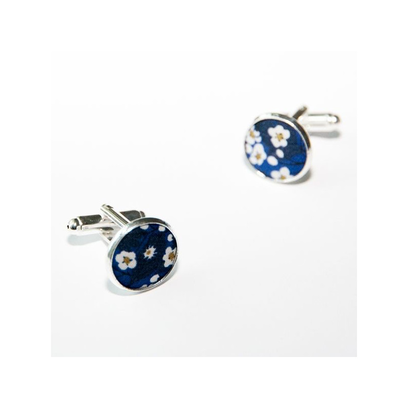 Boutons de manchette Tissu Mitsi Valeria bleu