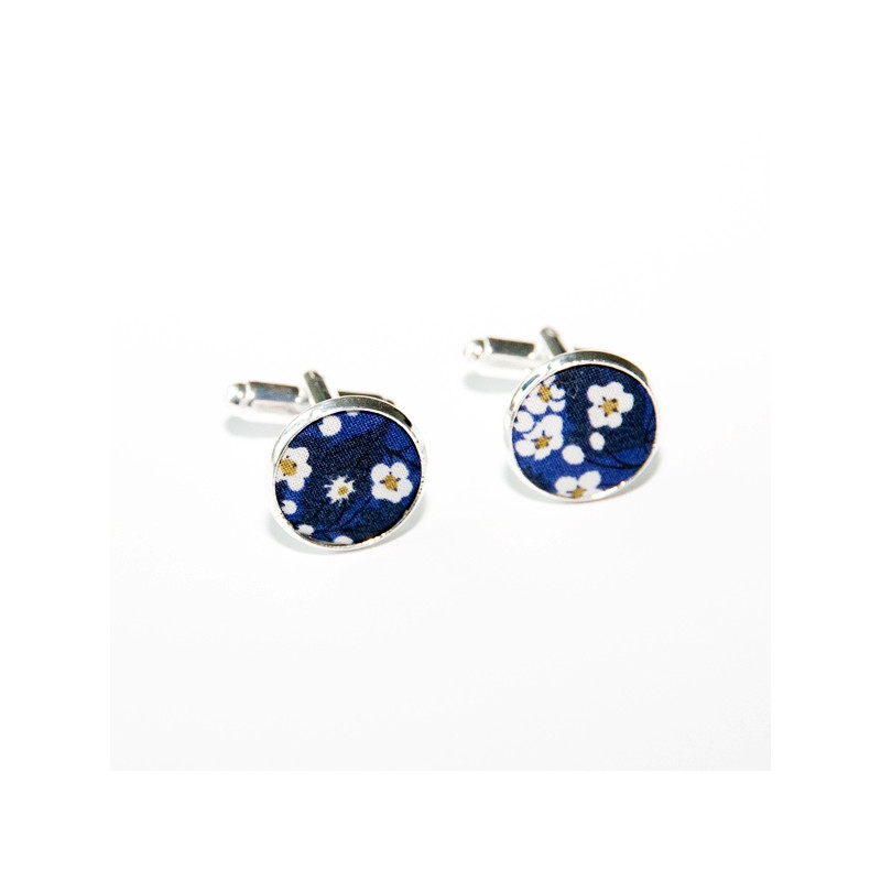 Boutons de manchette Tissu Mitsi Valeria bleu