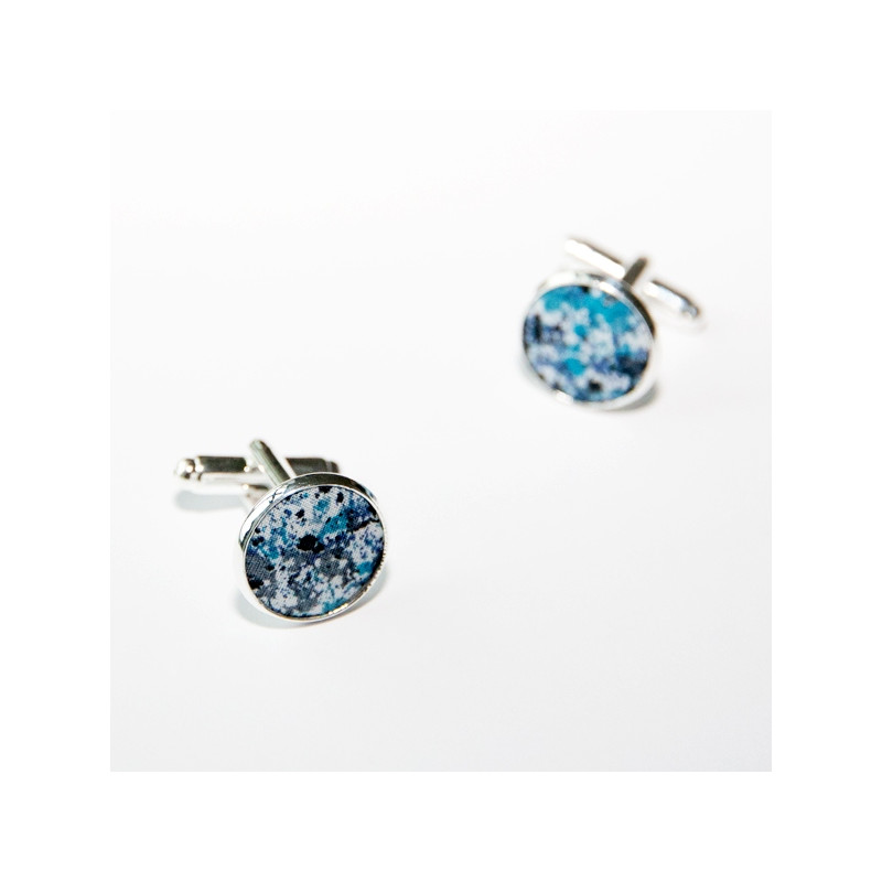 Boutons de manchette Tissu Melly Bleu