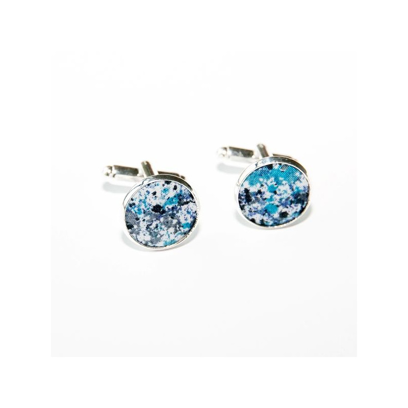 Boutons de manchette Tissu Melly Bleu