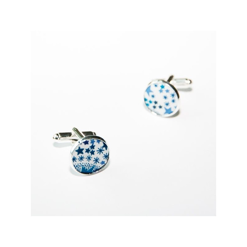 Adeladja Blue Liberty Fabric Cufflinks