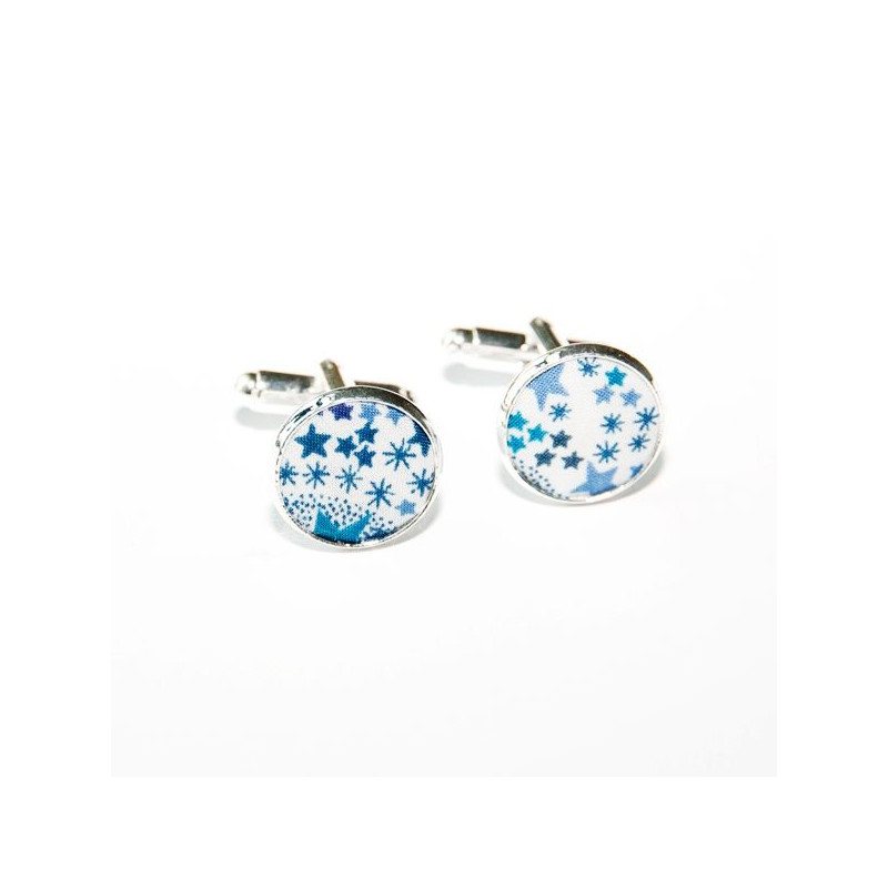 Boutons de manchette Tissu Adeladja Bleu