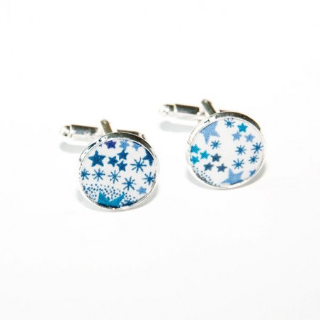 Adeladja Blue Liberty Fabric Cufflinks