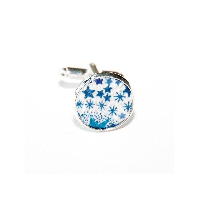Boutons de manchette Tissu Adeladja Bleu