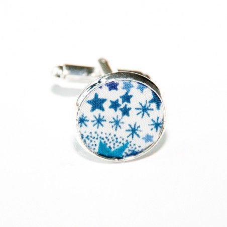 Adeladja Blue Liberty Fabric Cufflinks