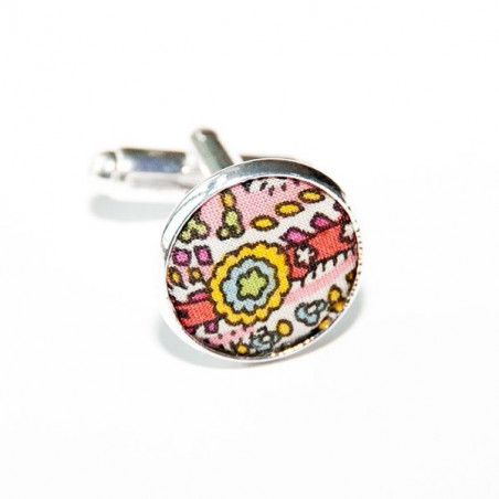 Kitty Grace Pink Liberty Fabric Cufflinks