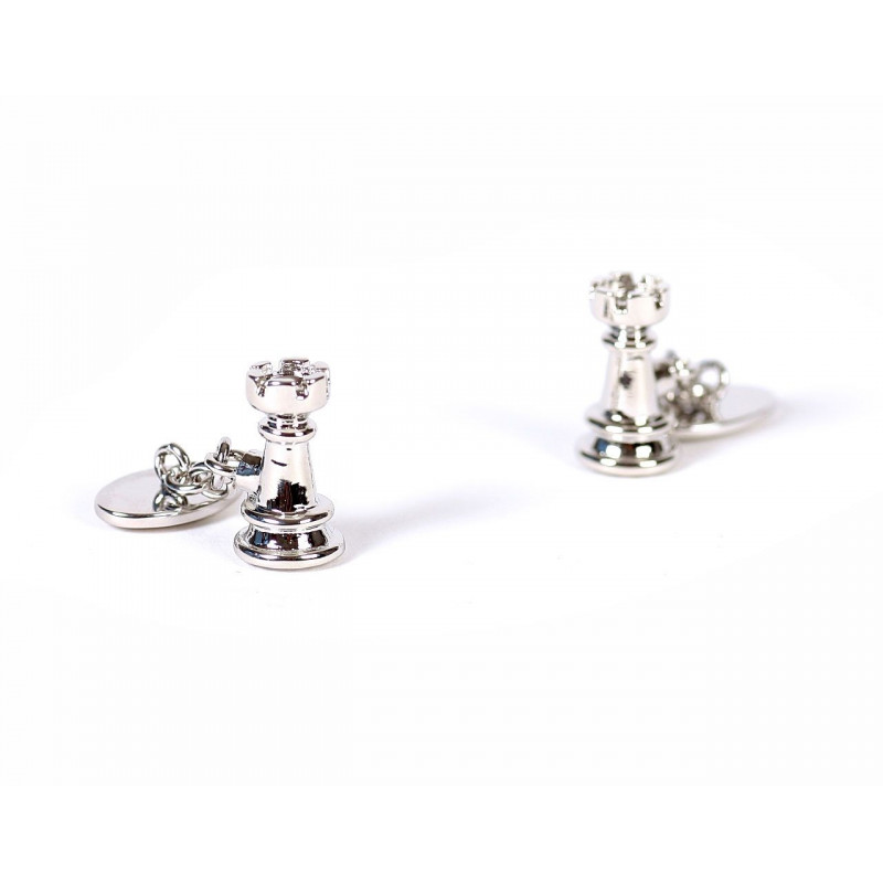 Chess Rook Cufflinks (with chain)
