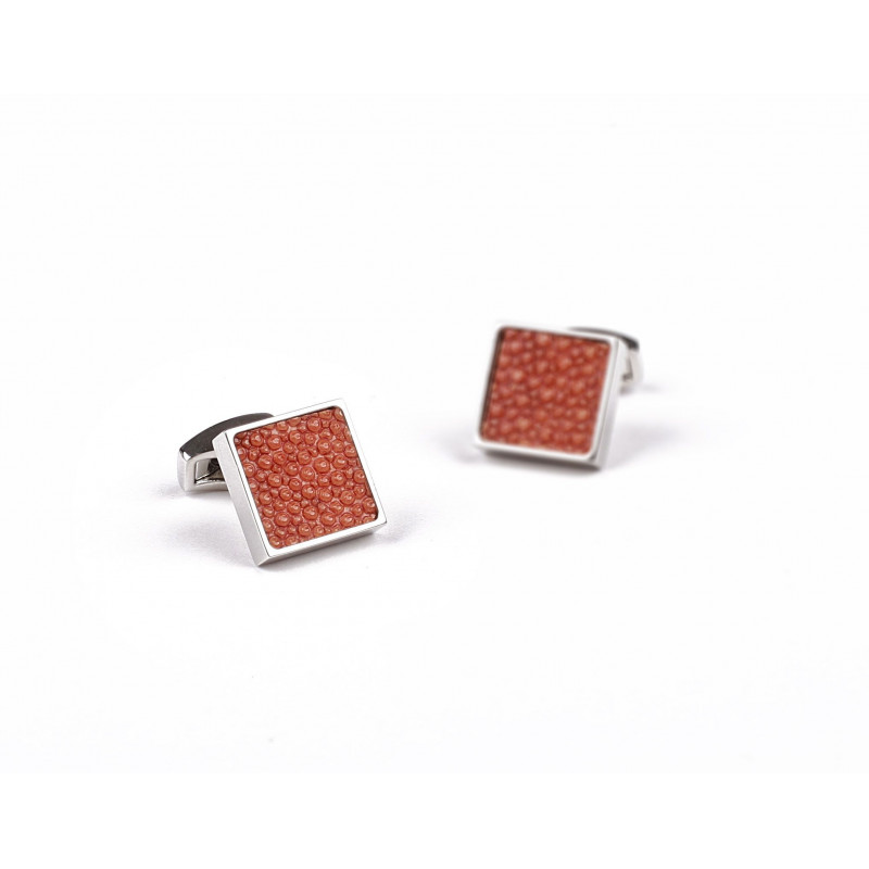 Boutons de manchette Galuchat Orange