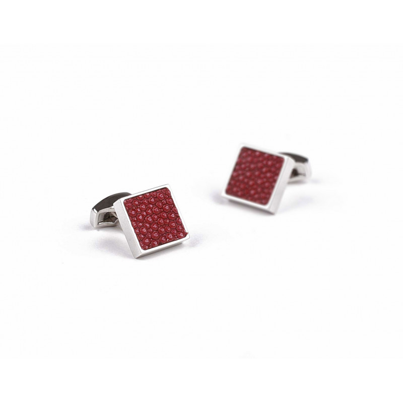 Boutons de manchette Galuchat Rouge