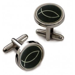 Ichthys Fish Cufflinks (Black)