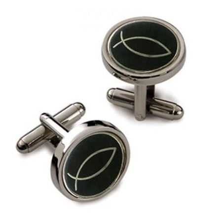 Ichthys Fish Cufflinks (Black)