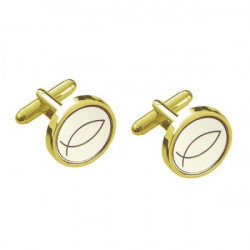 Gold Ichthys Fish Cufflinks