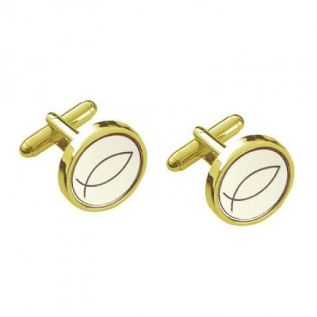 Gold Ichthys Fish Cufflinks