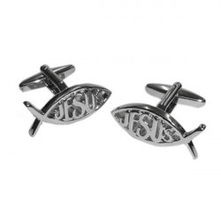 Ichtus Fish Cufflinks (Silver)