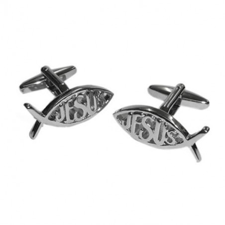 Ichtus Fish Cufflinks (Silver)