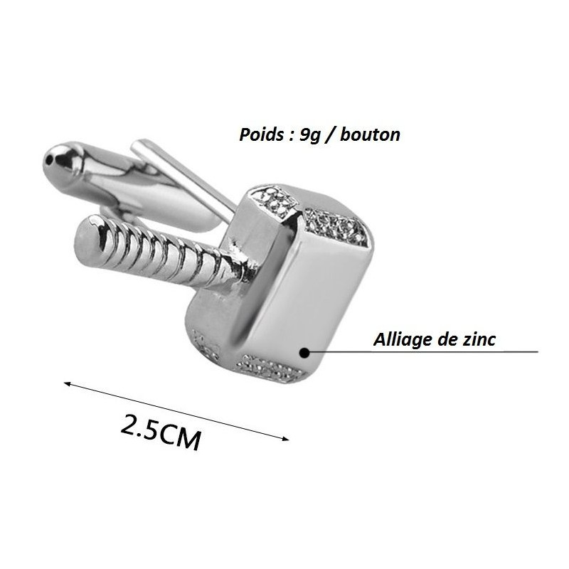 Boutons de manchette Marteau de Thor ( Mjöllnir )