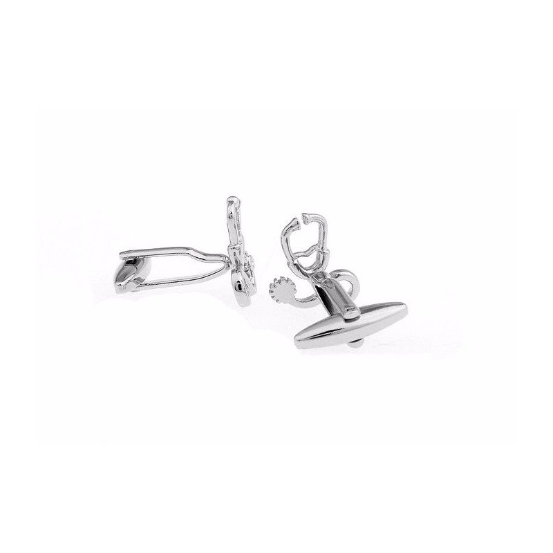 Boutons de manchette Stéthoscope argenté