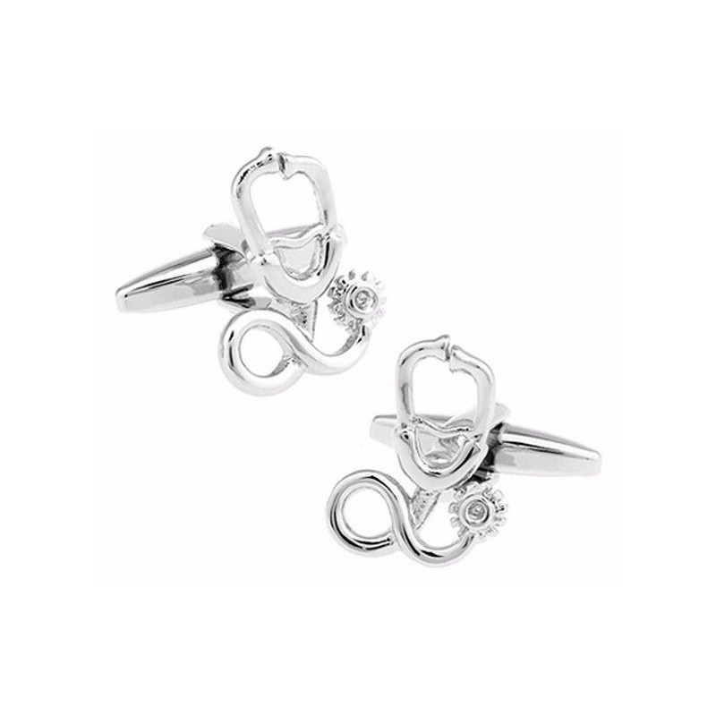 Silver Stethoscope Cufflinks