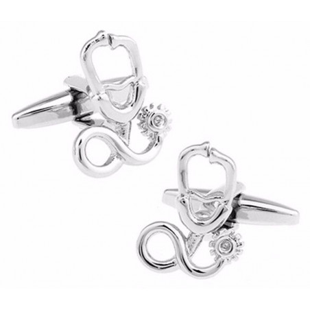 Silver Stethoscope Cufflinks