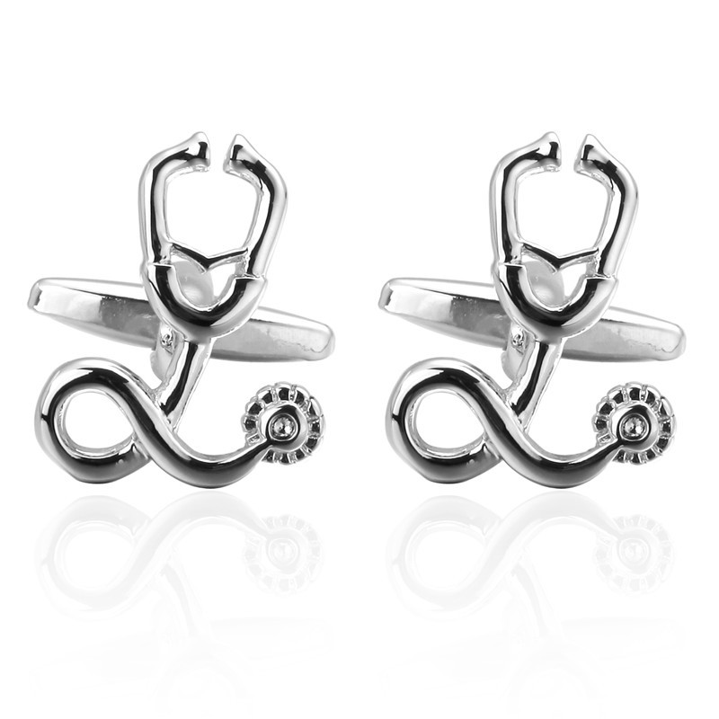Boutons de manchette Stéthoscope argenté