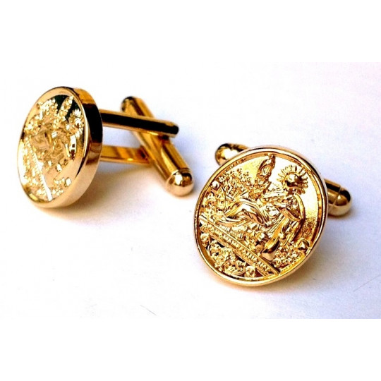 Boutons De Manchette Plaqués Or Jaune - Style Classique - Occasion En Bon état