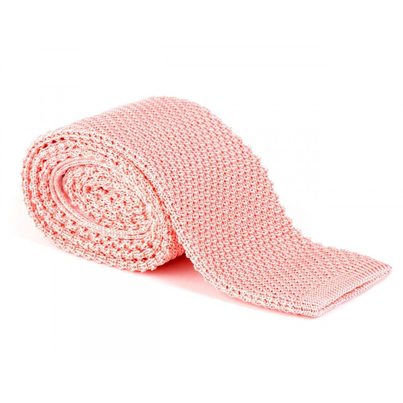 Cravate tricot de soie couleur saumon