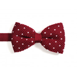 Red dotted knitted bow tie