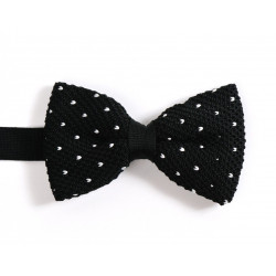 Black dotted knitted bow tie