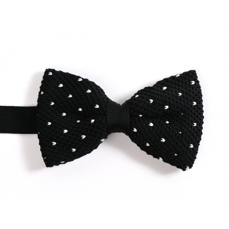 Black dotted knitted bow tie