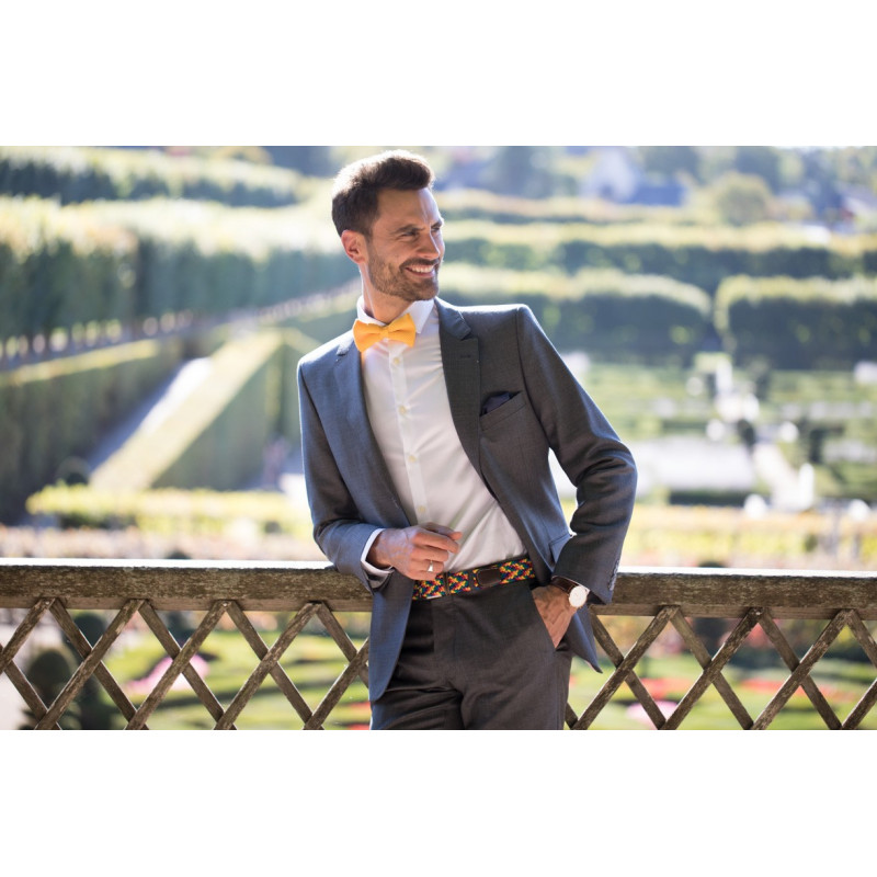 Golden knitted bow tie