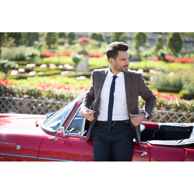 Navy blue knitted tie