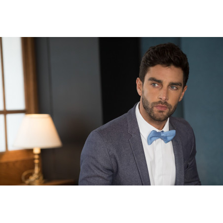 Blue knitted bow tie