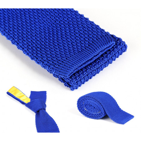 Cravate tricot de soie bleu roi torrentiel, vue 5