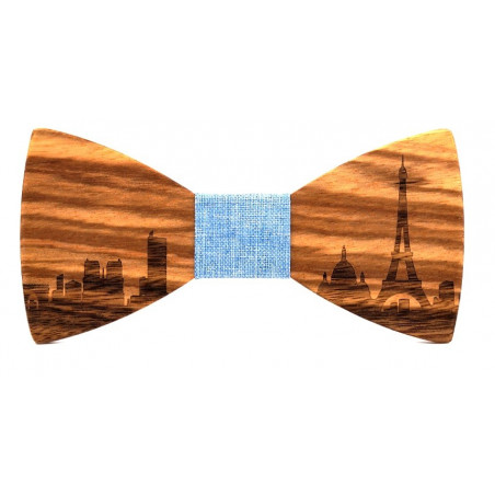 Noeud papillon paysage de Paris en bois Zebrawood, vue 4