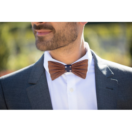 Sapelli wooden bow tie (with pocket square)