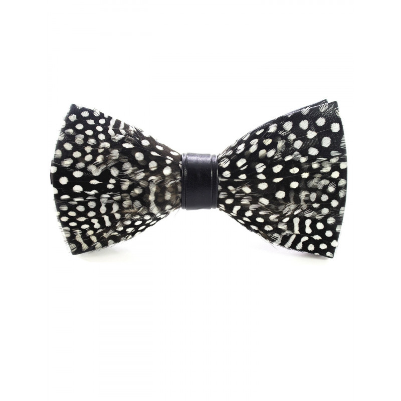 Guinea fowl feather bow tie