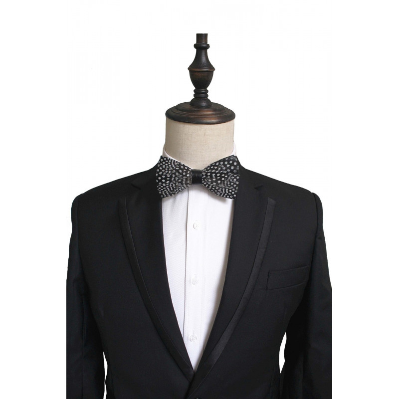Guinea fowl feather bow tie