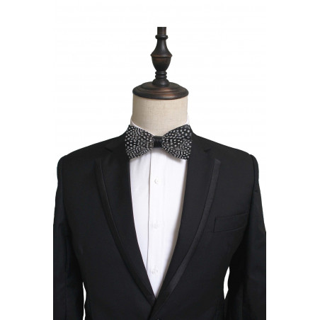 Guinea fowl feather bow tie