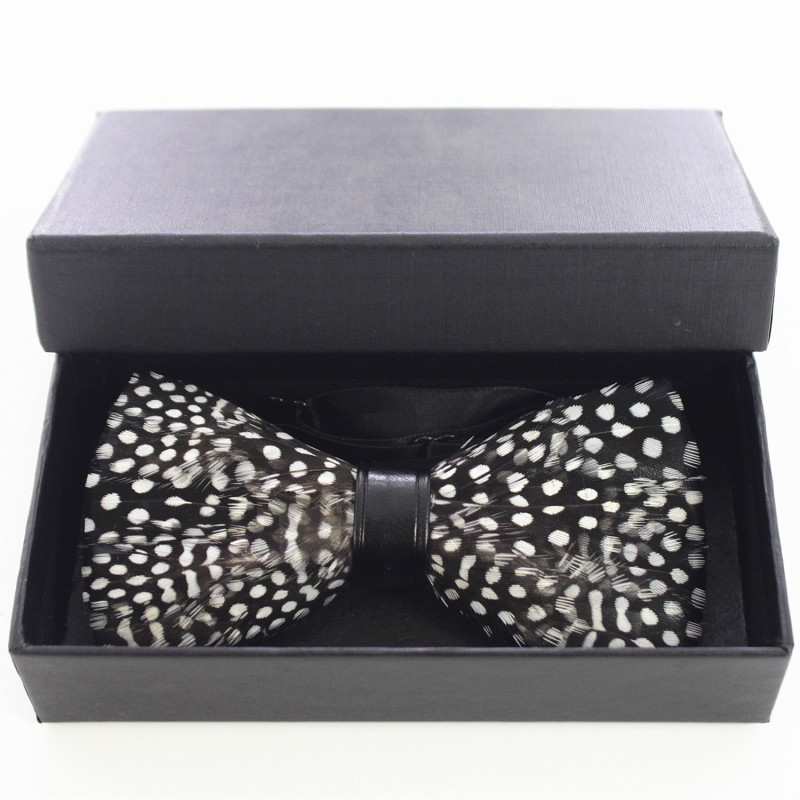 Guinea fowl feather bow tie