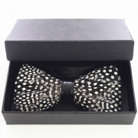 Guinea fowl feather bow tie