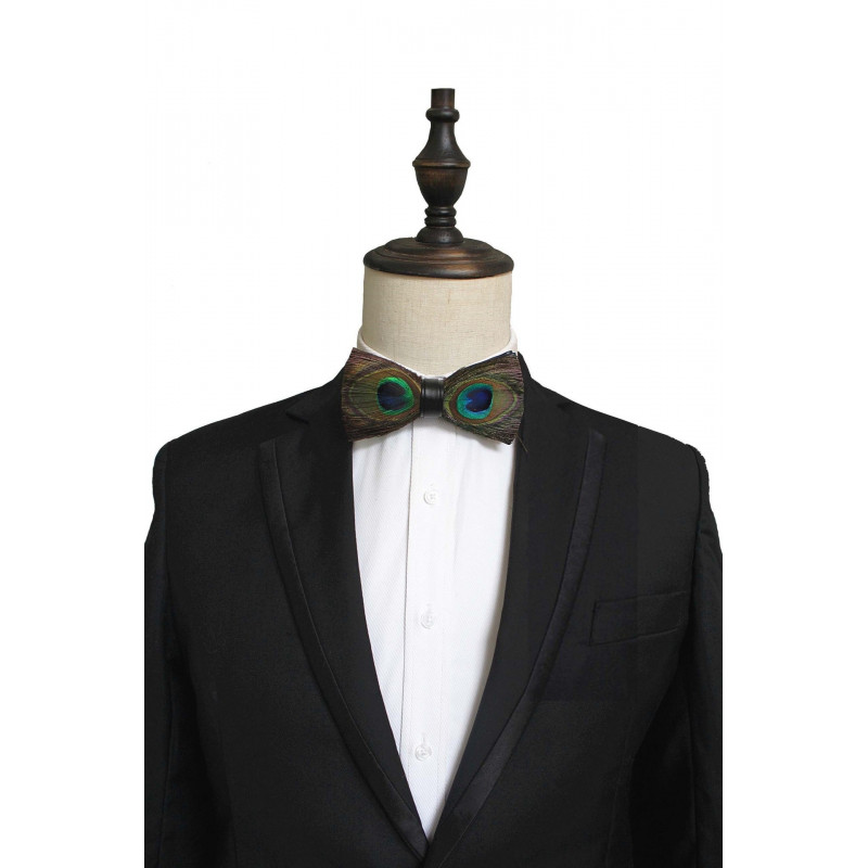 Peacock feather bow tie