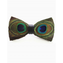 Peacock feather bow tie
